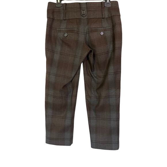 Anthropologie Cartonnier Cropped Plaid Pants Brown Gray Button Detail Women’s 4S - Picture 3 of 8